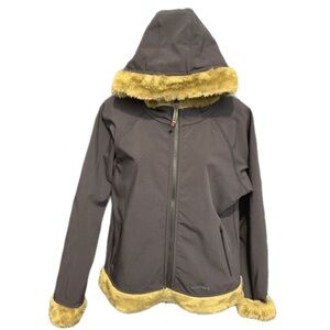MARMOT Hooded Jacket with Faux Fur Trim, Size M
